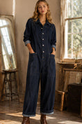 Load image into Gallery viewer, Button Down Relaxed Denim Jumpsuit in Dark Wash