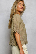 Load image into Gallery viewer, Crochet Trim Neckline Short Sleeve Jacket Top