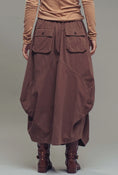 Load image into Gallery viewer, The Balloon Hem Cotton Skirt - Earthy Brown