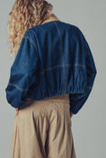 Load image into Gallery viewer, Chic Utility Zip-Up Denim Bomber Jacket