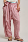 Load image into Gallery viewer, Striped Cotton Drawstring Harem Pants