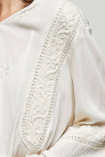 Load image into Gallery viewer, V-neck Long Sleeve Floral Embroidered Cotton Woven Top