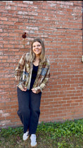 Load image into Gallery viewer, Sagebrush Flannel by Jaded Gypsy – Patchwork Boho Button-Up in Taupe