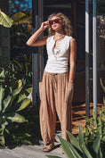 Load image into Gallery viewer, Striped Cotton Drawstring Harem Pants