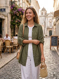 Load image into Gallery viewer, 29122 LINEN OVERSIZED BLOUSE WITH CHEST POCKET