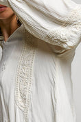 Load image into Gallery viewer, V-neck Long Sleeve Floral Embroidered Cotton Woven Top