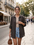 Load image into Gallery viewer, 29122 LINEN OVERSIZED BLOUSE WITH CHEST POCKET