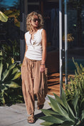 Load image into Gallery viewer, Striped Cotton Drawstring Harem Pants
