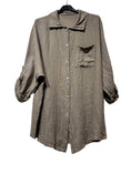 Load image into Gallery viewer, 29122 LINEN OVERSIZED BLOUSE WITH CHEST POCKET