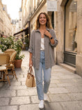 Load image into Gallery viewer, 29122 LINEN OVERSIZED BLOUSE WITH CHEST POCKET