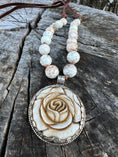 Load image into Gallery viewer, Hand Carved Bone Pendant with Rose Design