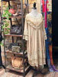 Load image into Gallery viewer, Candlelight duster dress in tea stain by Jaded Gypsy. Lace trim.