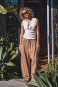 Load image into Gallery viewer, Striped Cotton Drawstring Harem Pants