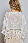 Load image into Gallery viewer, 1/2 Sleeve Lace Ruffle Trim Opening Solid Crochet Cardigan