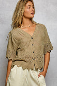 Load image into Gallery viewer, Crochet Trim Neckline Short Sleeve Jacket Top