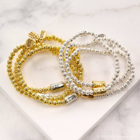 Bago Lava Nugget Bracelet with Hammered Barrel Bead Accent