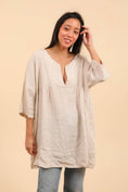Load image into Gallery viewer, V-Neck Linen Tunic in Fuchsia
