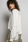 Load image into Gallery viewer, V-neck Long Sleeve Floral Embroidered Cotton Woven Top

