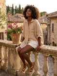 Load image into Gallery viewer, 29122 LINEN OVERSIZED BLOUSE WITH CHEST POCKET
