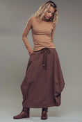 Load image into Gallery viewer, The Balloon Hem Cotton Skirt - Earthy Brown

