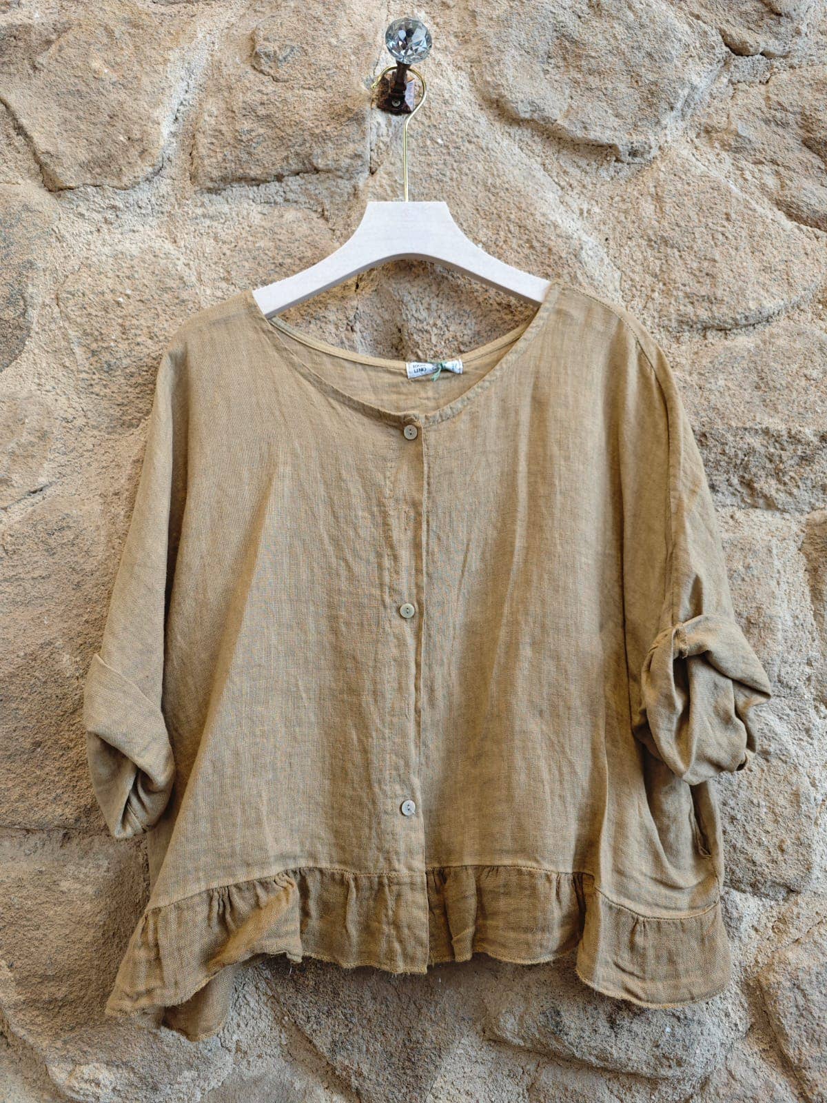 Ref-764 BASIC SHORT BLOUSE 100% LINEN