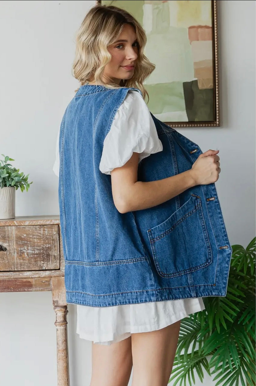 The Essential Everyday Vest — Denim & Black