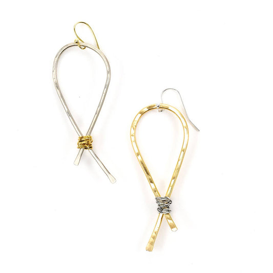 Hand Forged Wire Loop Earring w Wire Wrapped Accent