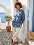 Load image into Gallery viewer, 29122 LINEN OVERSIZED BLOUSE WITH CHEST POCKET
