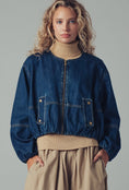 Load image into Gallery viewer, Chic Utility Zip-Up Denim Bomber Jacket
