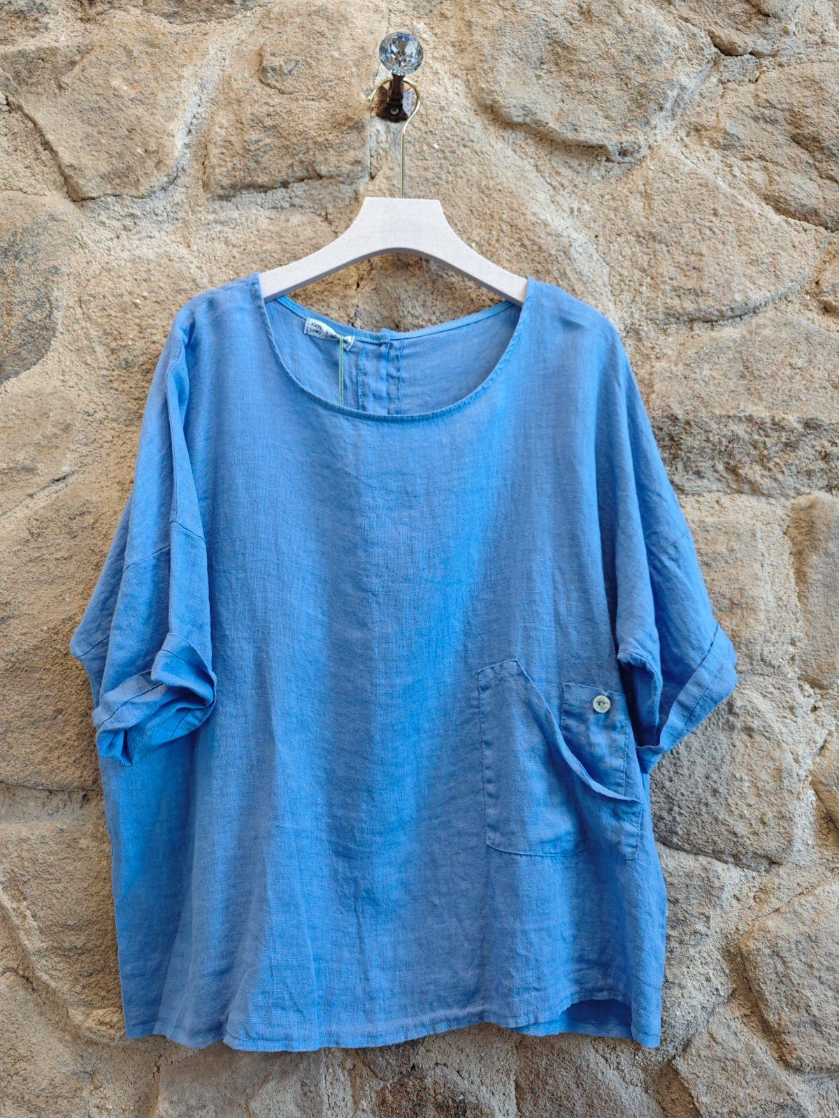 Ref-83773  100% LINEN   SIDE-TIE BLOUSE