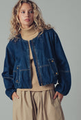 Load image into Gallery viewer, Chic Utility Zip-Up Denim Bomber Jacket
