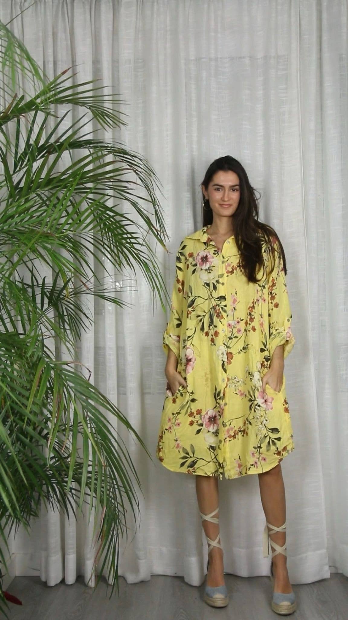 Ref-20272 SHORT PRINTED DRESS 100% LINEN