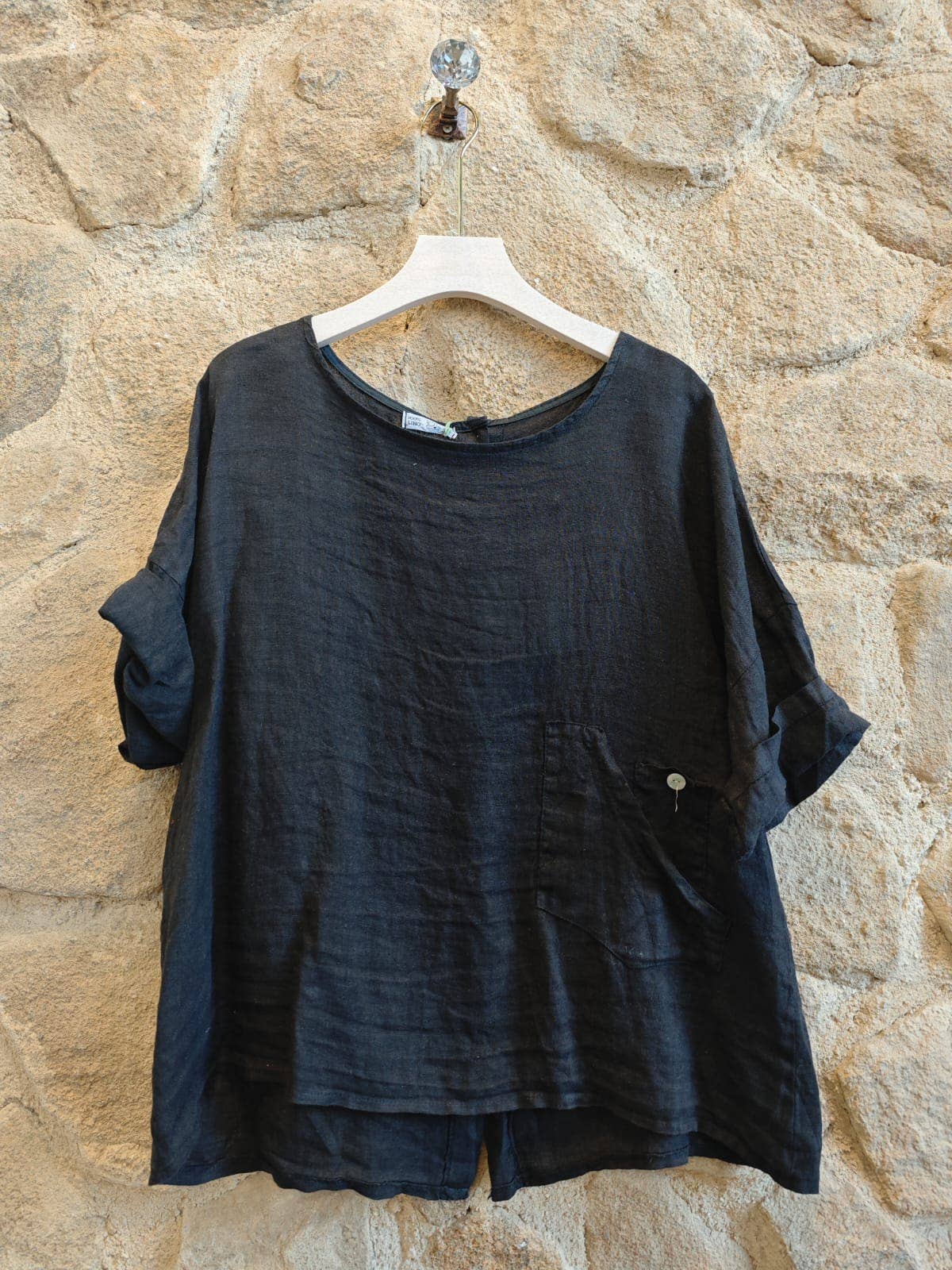 Ref-83773  100% LINEN   SIDE-TIE BLOUSE