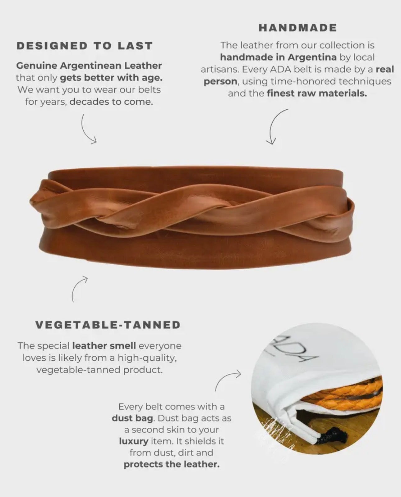 ADA Leather Wrap Belt - Cognac