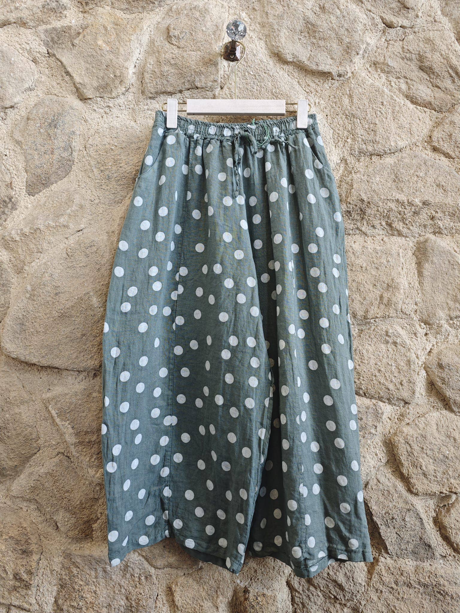 Polka Dot Linen Pants