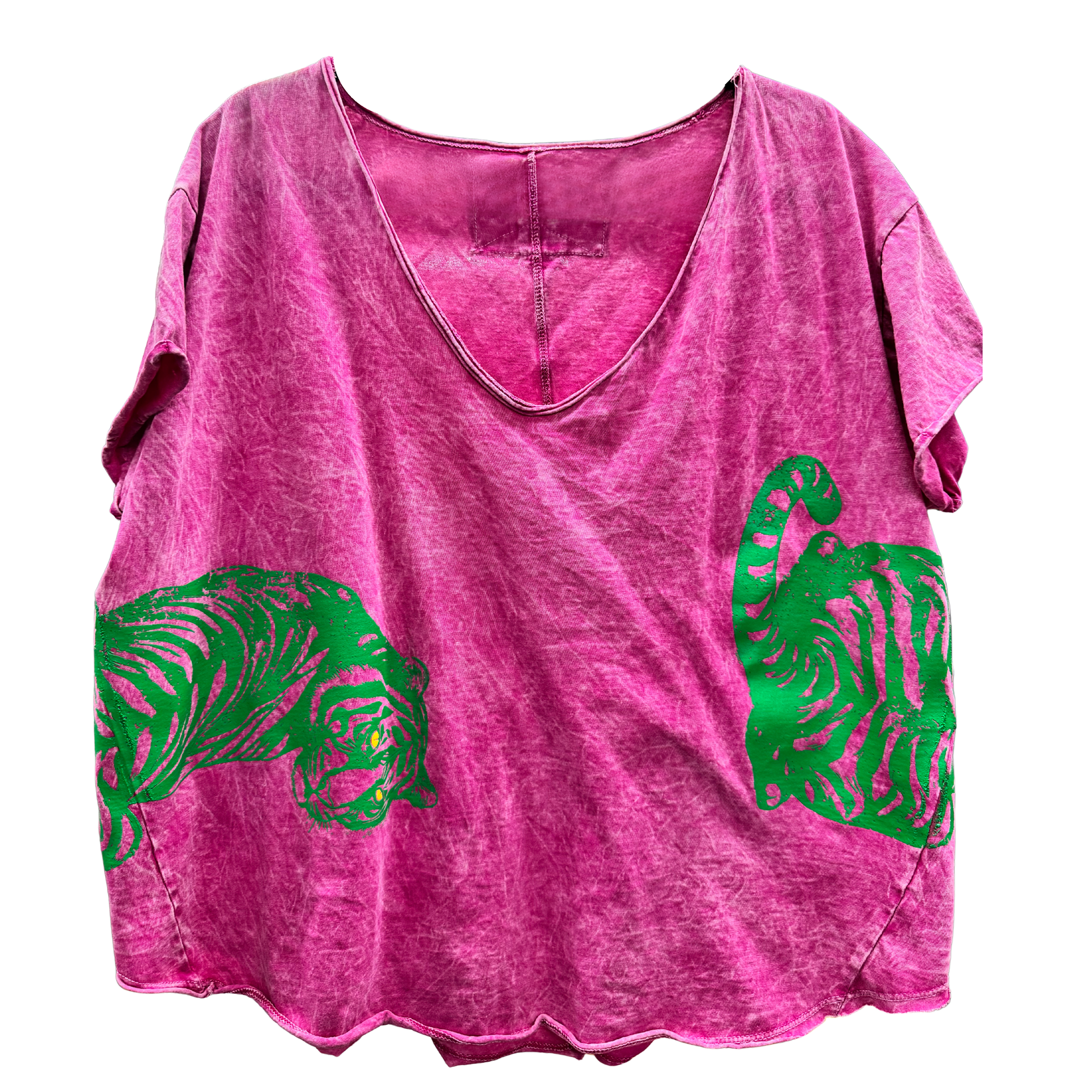 Vintage Style Tee with Tiger Graphic on Front and Back