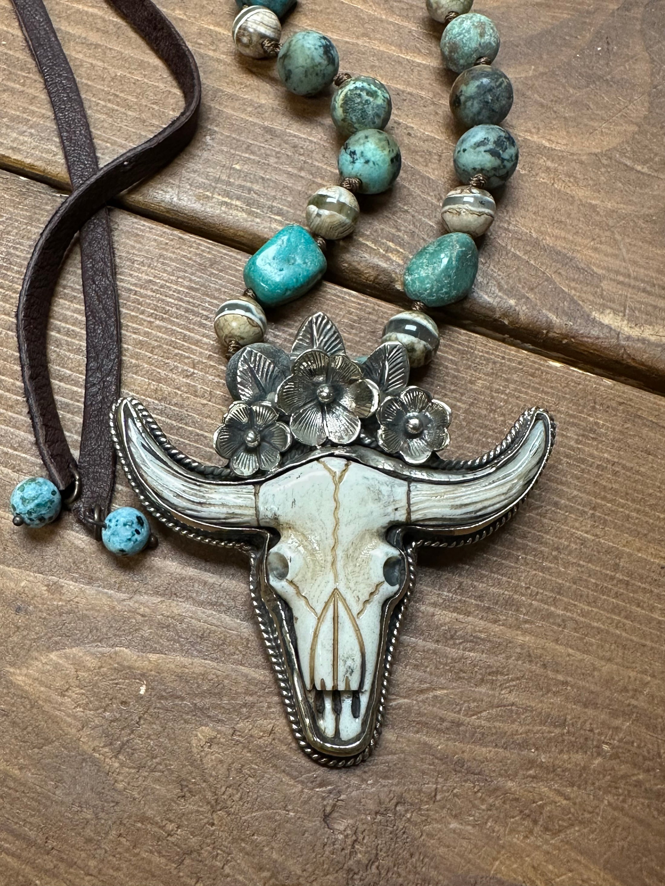 Hand-Carved Buffalo Skull Necklace