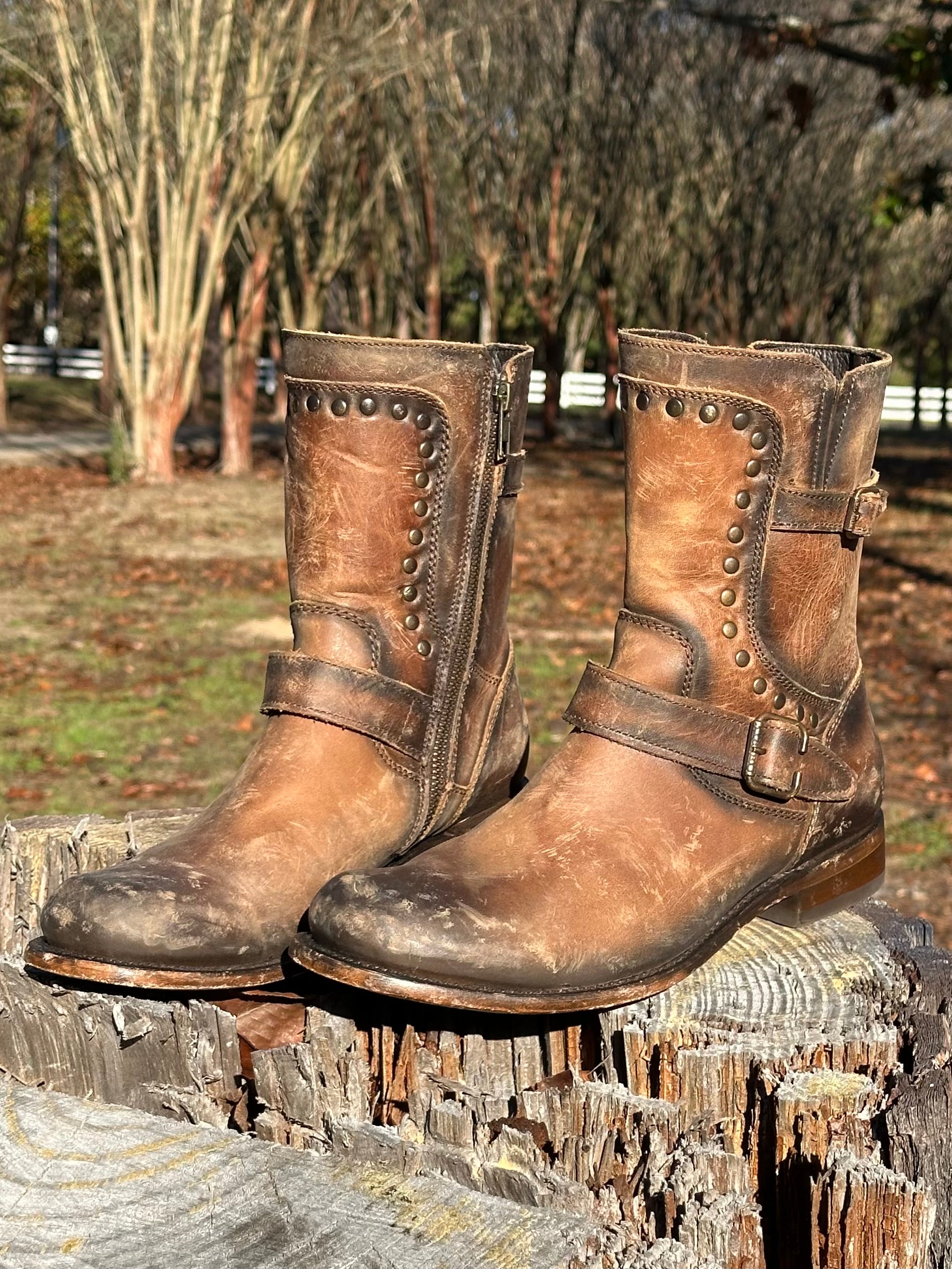 Liberty Black Distressed Leather Short Boot