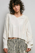 Load image into Gallery viewer, V-neck Long Sleeve Floral Embroidered Cotton Woven Top
