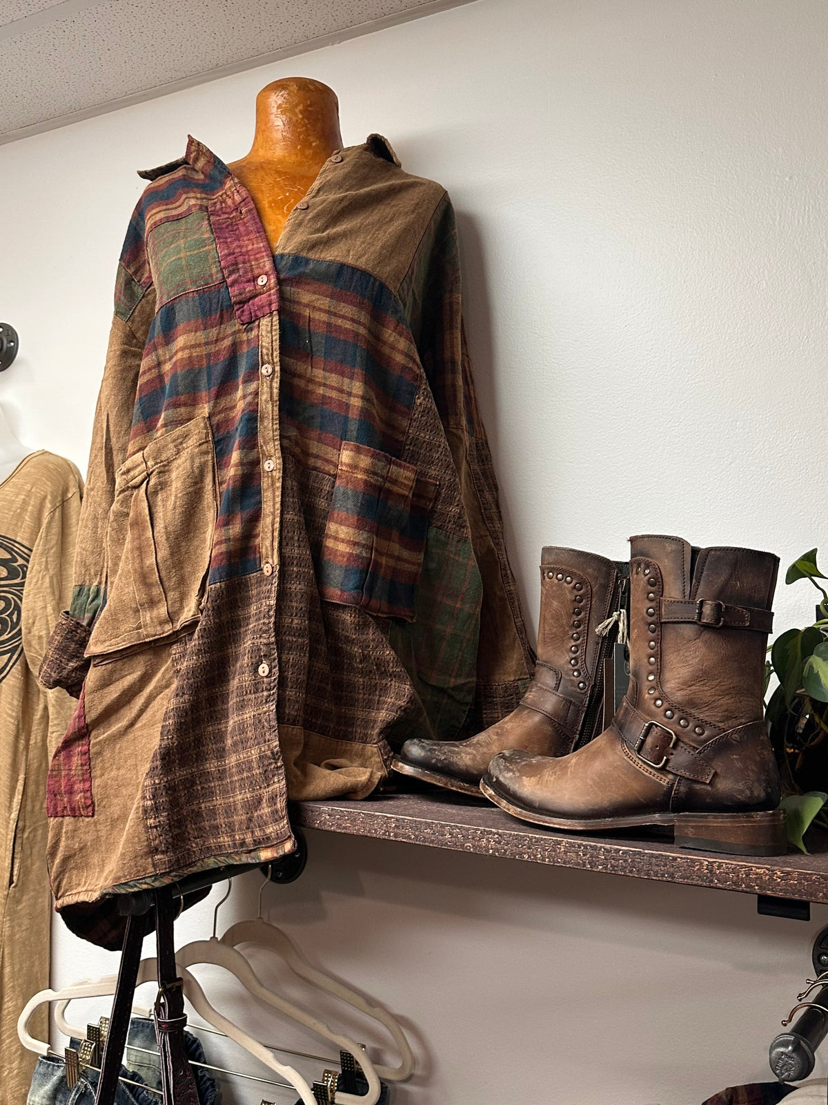 Faded Patchwork Flannel Jacket