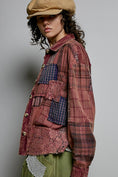 Load image into Gallery viewer, Vintage Wash Plaid Patchwork Long Sleeve Top

