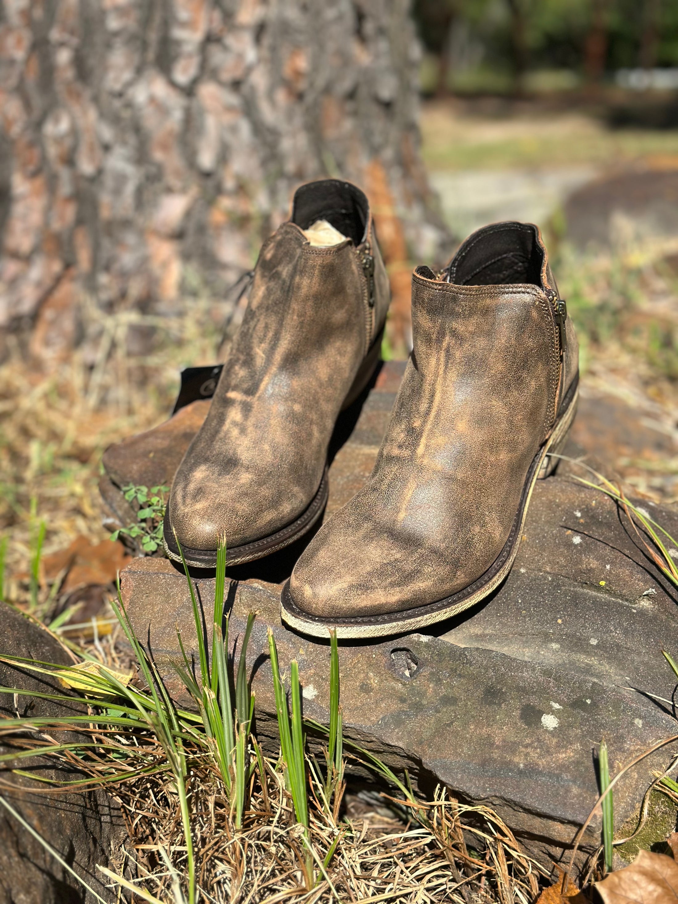 Liberty Black Ankle Boot in Distressed Brown