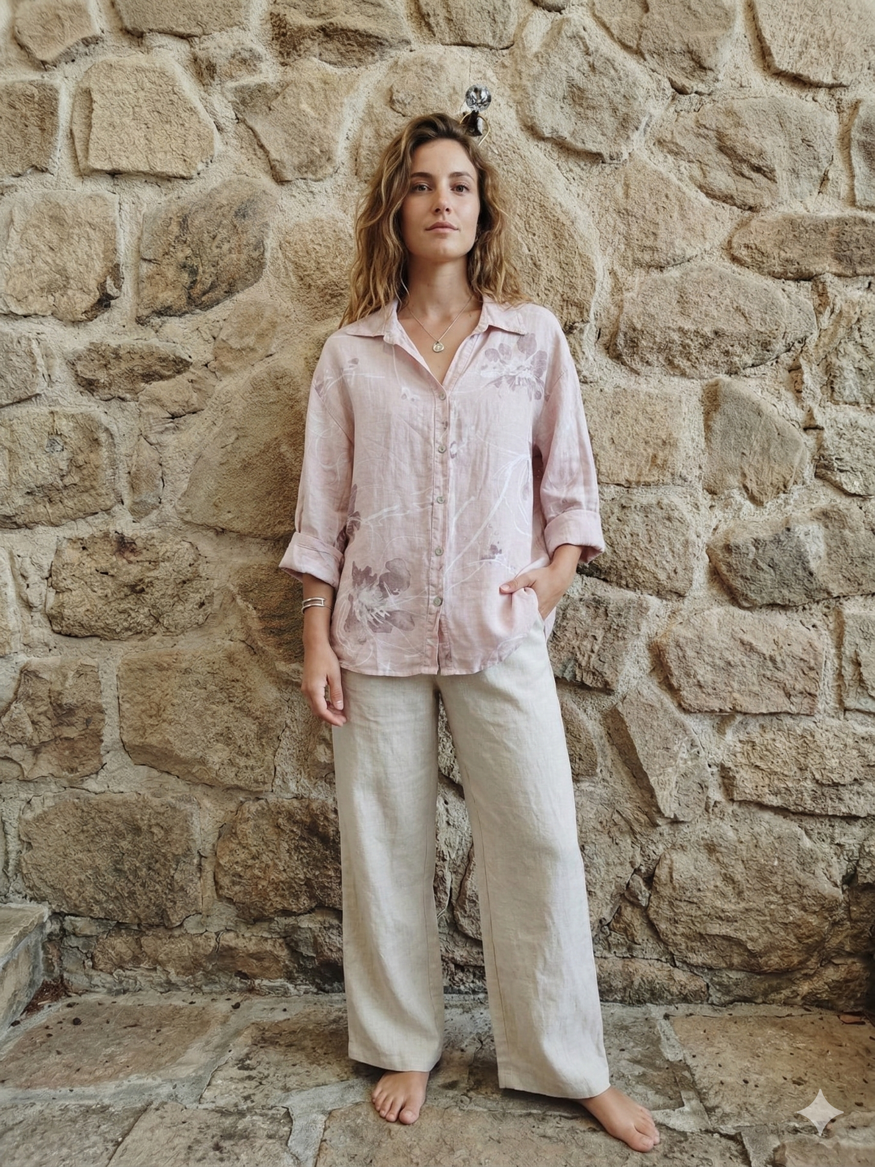 Ref-18255 PRINTED 100% LINEN SHIRT