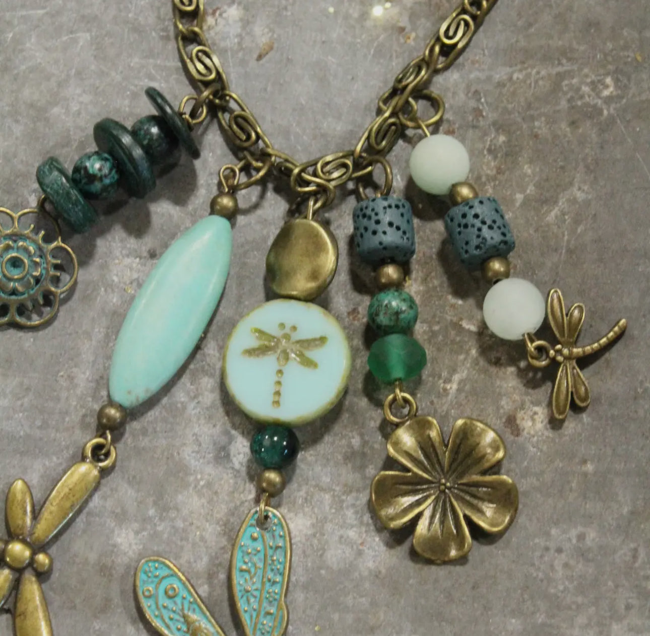 New Beginnings Dragonfly and Bronze Charmer Necklace