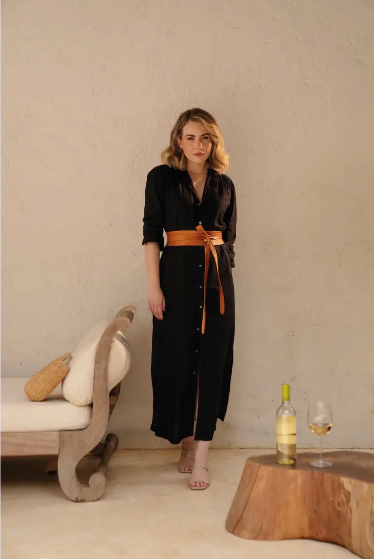 ADA Leather Wrap Belt - Cognac