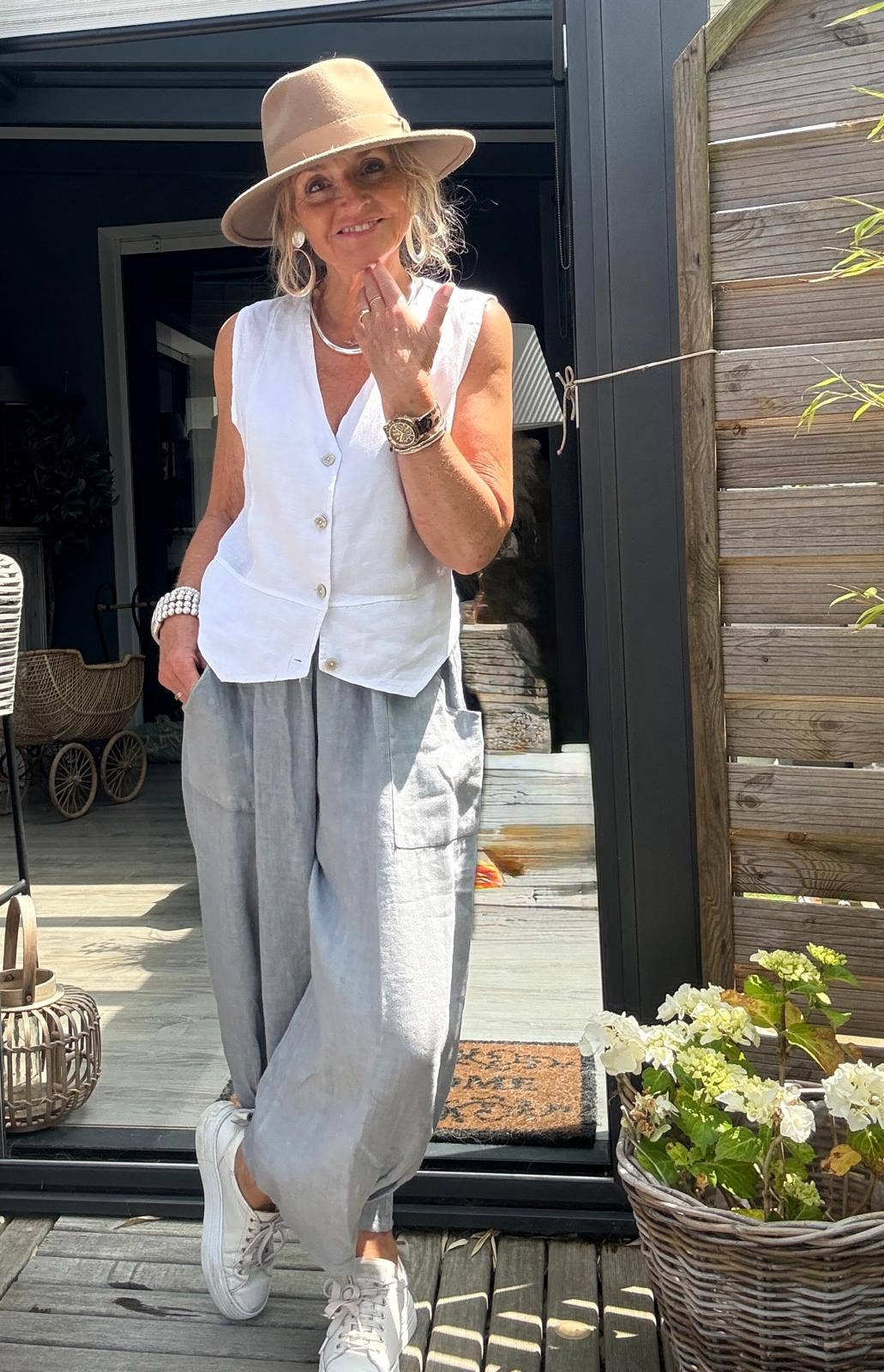 3536 PLUS SIZE TROUSER 100% LINEN