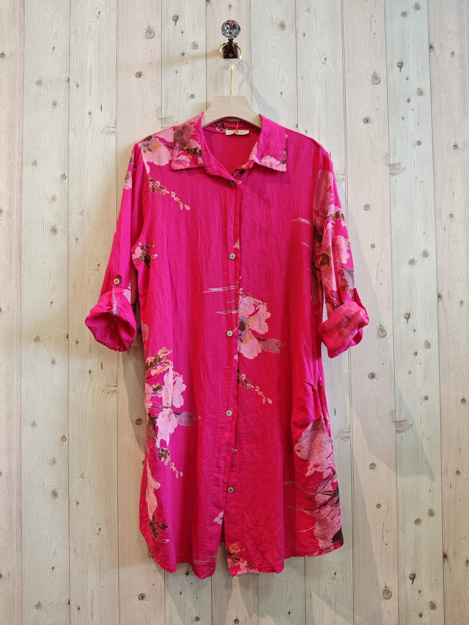 Ref-20272 SHORT PRINTED DRESS 100% LINEN