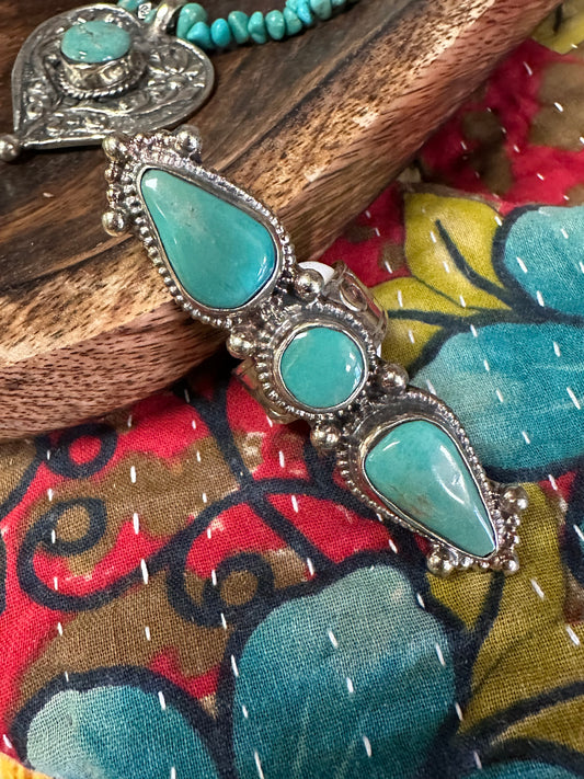 Adjustable Turquoise Statement Ring