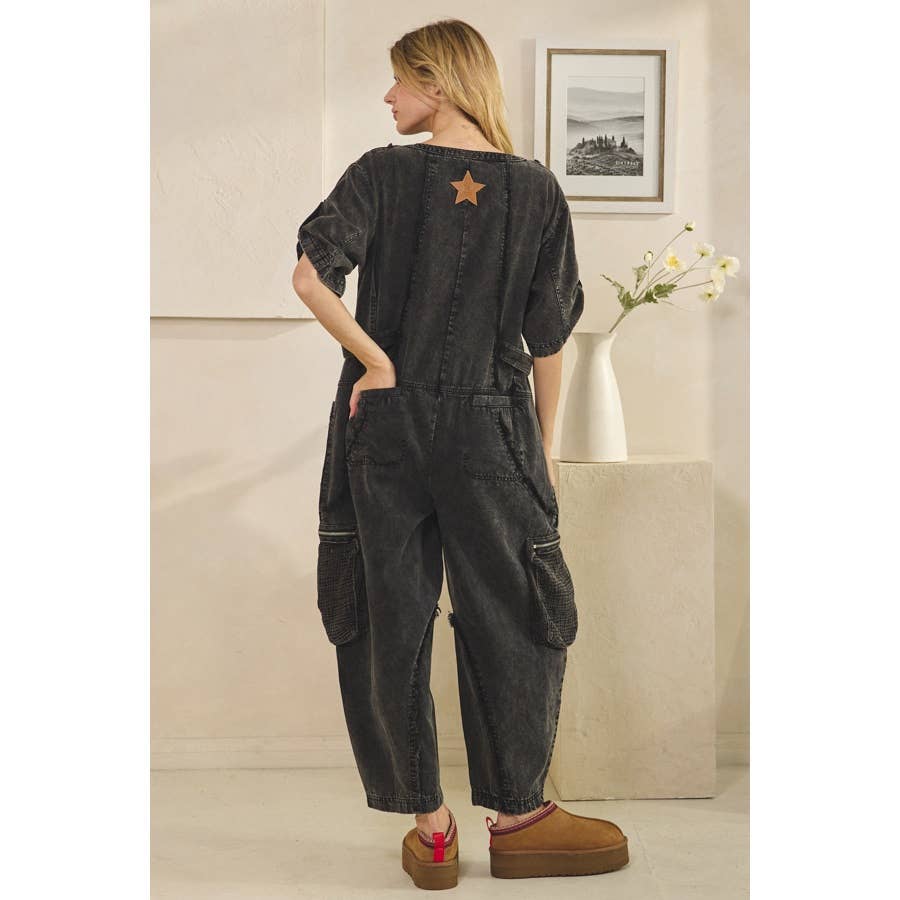 Utility Jumpsuit in Washed Black