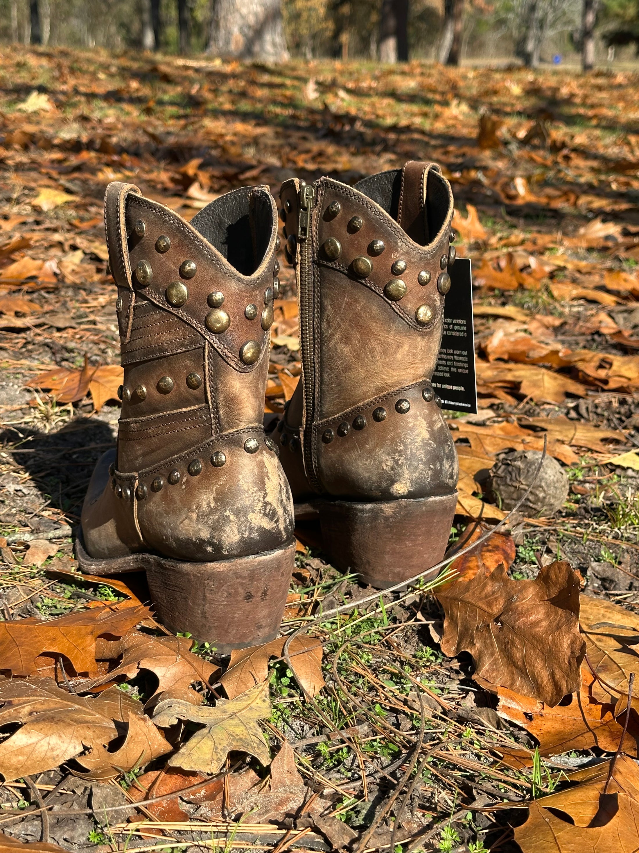 Liberty Black Studded Leather Ankle Boots